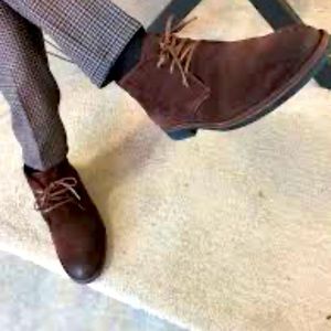 Andrew Marc Boots Mens 11 Dorchester Chukka Ankle Booties Burgundy Lace Up